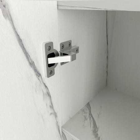 Pensile da Cucina Armadio Sospeso da Parete Design Minimal Bianco Effetto Marmo