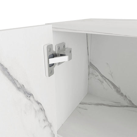 Pensile da Cucina Armadio Sospeso da Parete Anta Singola Bianco Effetto Marmo