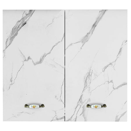 Pensile da Cucina Scolapiatti Sistema Raccogli Gocce Mobile Bianco Effetto Marmo