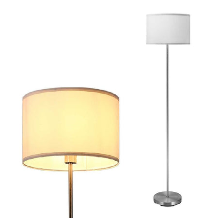 Lampada Piantana da Terra Moderna 160cm Paralume in Tessuto E27 60W Silver Bianco