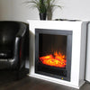 Camino Elettrico da Terra 1800W con Led Effetto Fuoco e Cornice Bianca