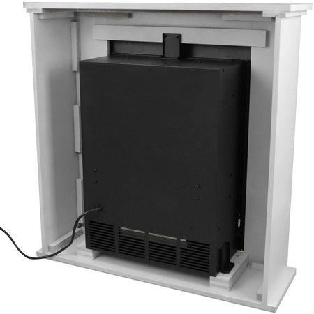 Camino Elettrico da Terra 1800W con Led Effetto Fuoco e Cornice Bianca