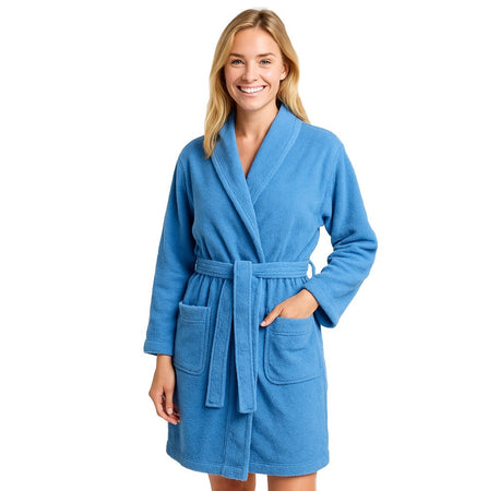 Accappatoio in Micro Spugna con Cappuccio Tasche Uomo Donna M L XL XXL