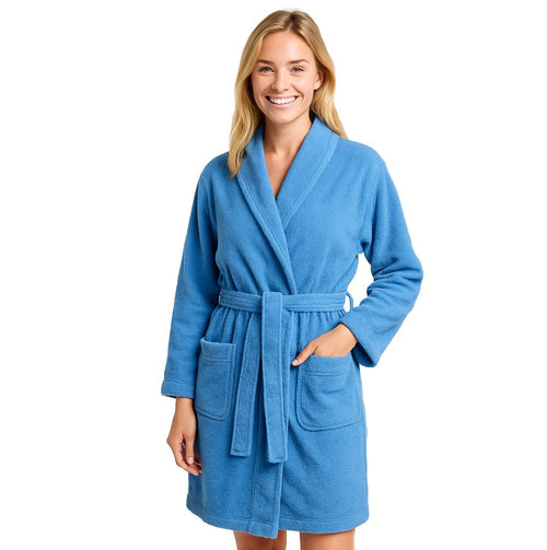 Accappatoio in Micro Spugna con Cappuccio Tasche Uomo Donna M L XL XXL