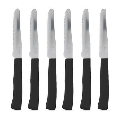 Coltelli da Tavola 24pz Manico in Polipropilene Doppia Affilatura 22cm Nero