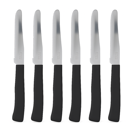 Coltelli da Tavola 24pz Manico in Polipropilene Doppia Affilatura 22cm Nero