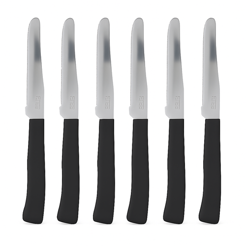 Coltelli da Tavola 24pz Manico in Polipropilene Doppia Affilatura 22cm Nero