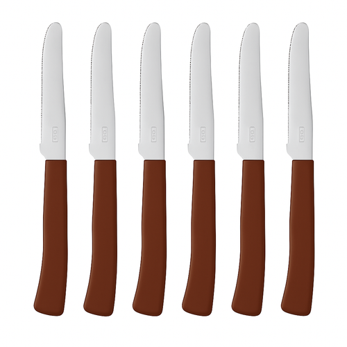 Coltelli da Tavola 24pz Manico in Polipropilene Doppia Affilatura 22cm Marrone