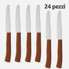 Coltelli da Tavola 24pz Manico in Polipropilene Doppia Affilatura 22cm Marrone