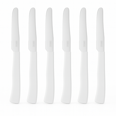Coltelli da Tavola 24pz Manico in Polipropilene Doppia Affilatura 22cm Bianco