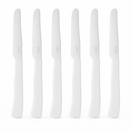 Coltelli da Tavola 24pz Manico in Polipropilene Doppia Affilatura 22cm Bianco