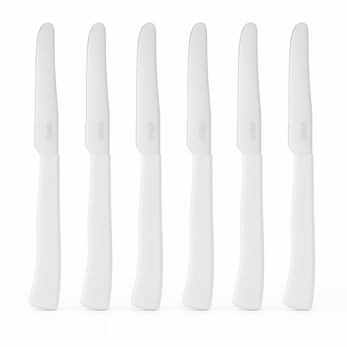 Coltelli da Tavola 24pz Manico in Polipropilene Doppia Affilatura 22cm Bianco