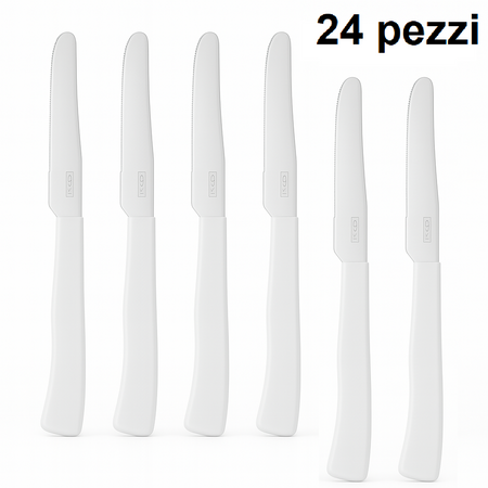 Coltelli da Tavola 24pz Manico in Polipropilene Doppia Affilatura 22cm Bianco