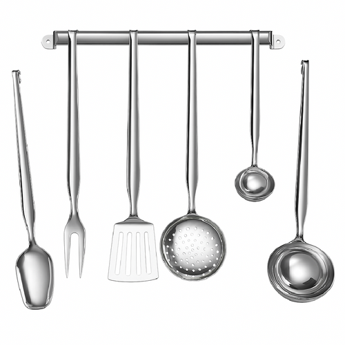 Mestoli Cucina kit 7 pz in Acciaio Inox Made in Italy Barra + 6 Utensili