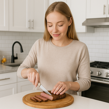 Coltelli Bistecca 24pz Manico in Polipropilene Doppia Affilatura 22cm Tortora