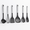Utensili da Cucina 6pz in Acciaio e Nylon Non Graffiano Antiaderenti Nero Cromo