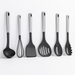Utensili da Cucina 6pz in Acciaio e Nylon Non Graffiano Antiaderenti Nero Cromo