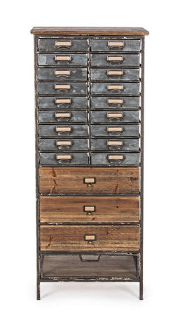 Cassettiera "Officina" per interno, con 25 Cassetti-1 Ante, 82 x 37.5 x 138.5 cm