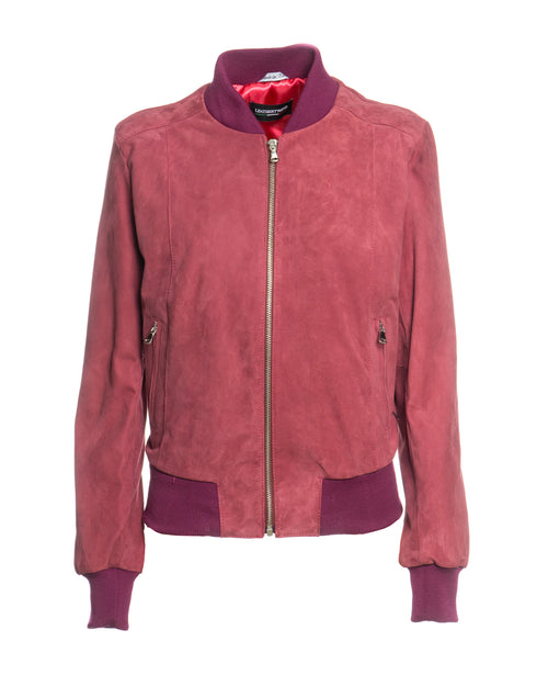 Malesia - Bomber Donna Bordeaux Chiaro in vera pelle camoscio