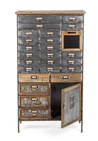 Cassettiera "Officina" per interno, con 25 Cassetti-1 Ante, 82 x 37.5 x 138.5 cm