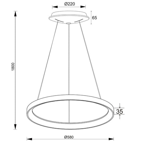 Lampadario Pendente Led 42 W Cct Lampada Sospensione Circolare 58cm Luci Ufficio
