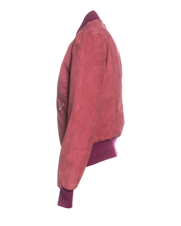 Malesia - Bomber Donna Bordeaux Chiaro in vera pelle camoscio