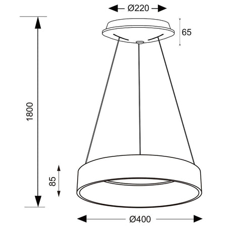 Lampada Led 30 W Cct Pendente Cerchio Lampadario Moderno Luce Diffusa 230v 40 Cm