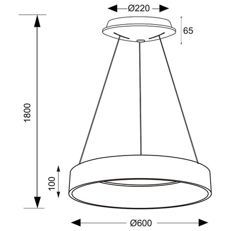 Lampada Led 42 Watt Cct Pendente Cerchio Lampadario Moderno Luce Diffusa 60 Cm
