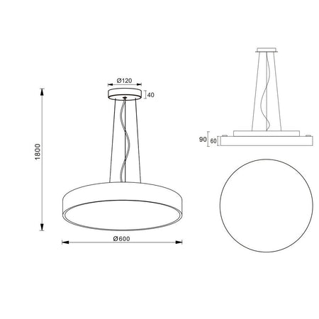 Lampadario Pendente Cerchio 60cm Led 65w Lampada Up Down Moderna 2 Temperature Luce