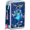 Astuccio Stitch E Lilo 3 Zip Per Scuola Elementare Completo Di Accessori Seven