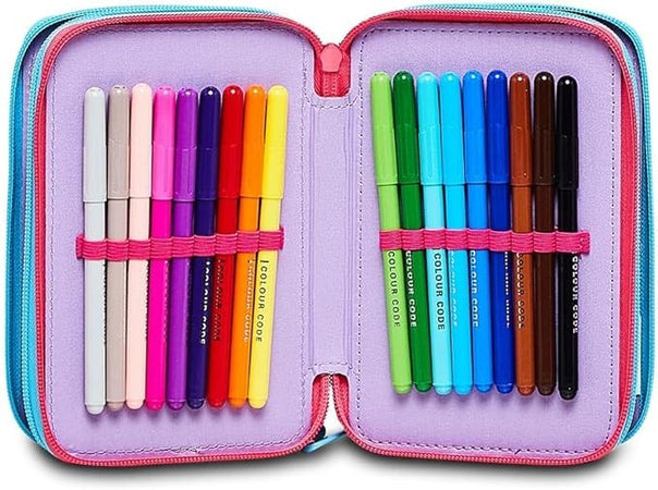 Astuccio Stitch E Lilo 3 Zip Per Scuola Elementare Completo Di Accessori Seven