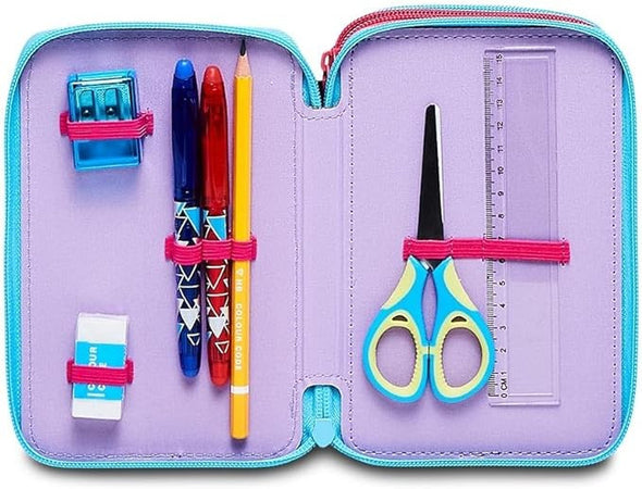 Astuccio Stitch E Lilo 3 Zip Per Scuola Elementare Completo Di Accessori Seven