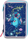 Astuccio Stitch E Lilo 3 Zip Per Scuola Elementare Completo Di Accessori Seven