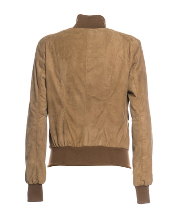 Polo Bis - Bomber Donna Miele Chiaro in vera pelle camoscio