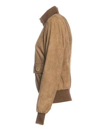 Polo Bis - Bomber Donna Miele Chiaro in vera pelle camoscio