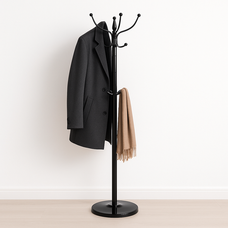 Appendi Abiti Autoportante base rotonda Con 16 Ganci Metallo 36x175 cm (Nero)