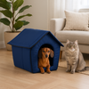 Casetta Pieghevole per Animali Domestici in Tessuto Blu 43x43x36cm Cani e Gatti