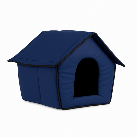Casetta Pieghevole per Animali Domestici in Tessuto Blu 47x46x40cm Cani e Gatti
