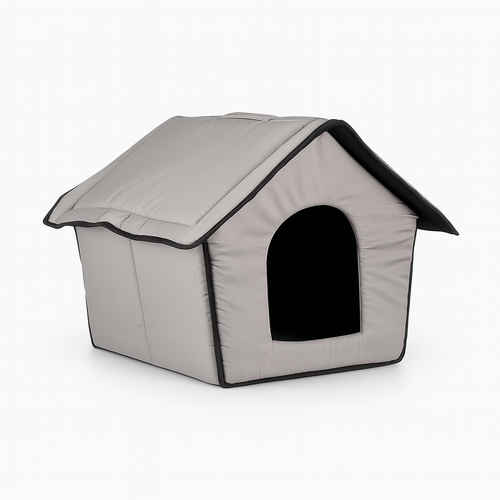 Casetta Pieghevole per Animali Domestici in Tessuto Grigio 43x43x36cm Cani e Gatti