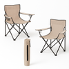 2pz Sedia Campeggio Portatile Pieghevole Telo Oxford Sacca con Maniglia H90cm Beige