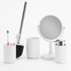 Accessori da Bagno 4pz Acciaio e Polipropilene Specchio PortaScopino Dosatore Bicchiere