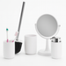 Accessori da Bagno 4pz Acciaio e Polipropilene Specchio PortaScopino Dosatore Bicchiere