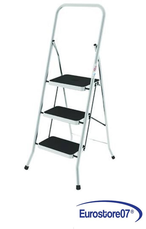 SGABELLO NEW SECURITY TUBOLARI ALLUMINIO GRADINI ACCIAIO 3 grad cm.38x26x75h.