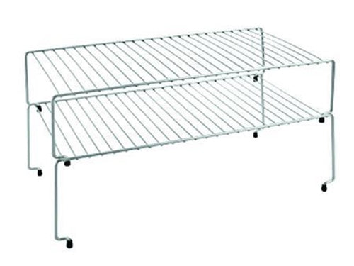 SET 2 MENSOLE SOVRAPPONIBILI SKY cm.47x23x26 - argento metallizzato satinato