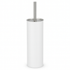 Porta Scopino WC Metallo e Acciaio H 37,5 cm con Spazzolone Setole Dure Bianco