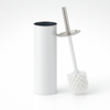 Porta Scopino WC Metallo e Acciaio H 37,5 cm con Spazzolone Setole Dure Bianco
