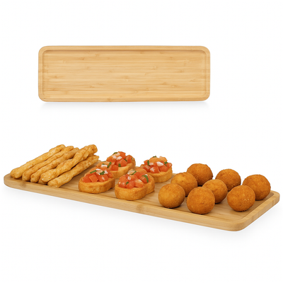 Vassoio Tagliere Aperitivo in Legno di Bambù 46x15cm Colore Naturale