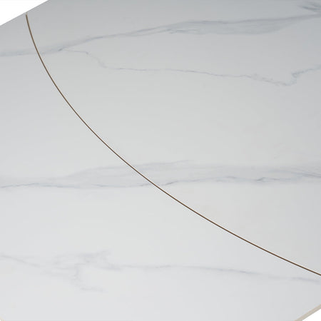 Tavolo Allungabile Rotante Ceramica Effetto Marmo Bianco 6-8 Posti Salvaspazio
