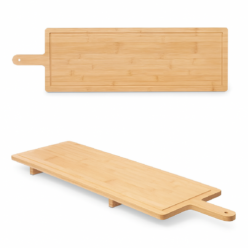 Vassoio Tagliere Grande Aperitivo in Legno di Bambù 88x26cm Colore Naturale