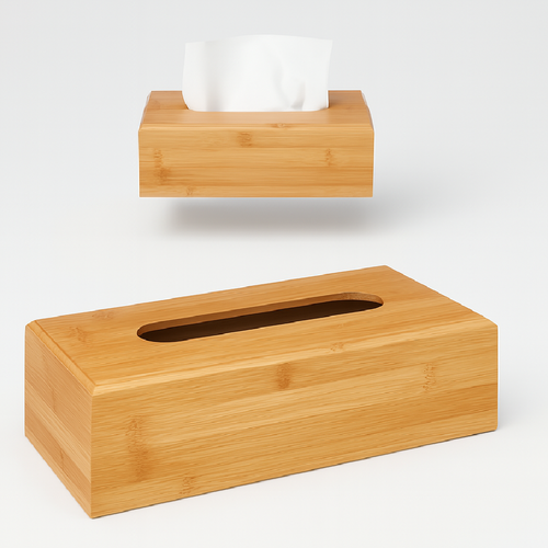 Porta Tovaglioli in Legno di Bambù Design Moderno 13x25H8 cm Naturale da Tavola